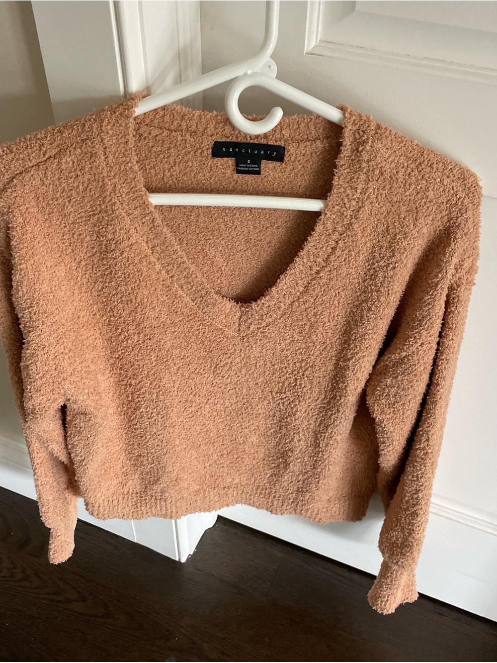 Sanctuary Cozy V-Neck Fuzzy Sweater - Camel